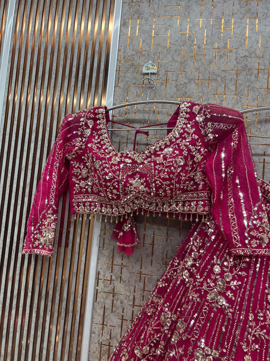 Pink star ready to wear Crop Top Lehenga