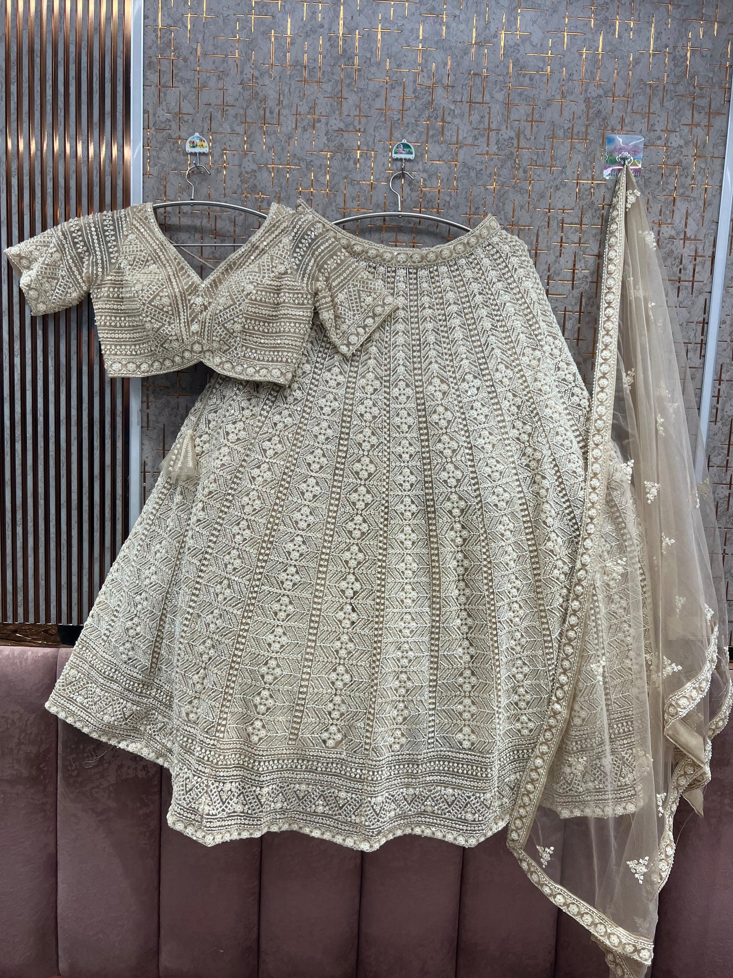 White Monotone Crop Top Lehenga