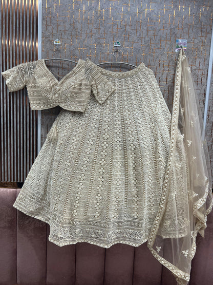 White Monotone Crop Top Lehenga