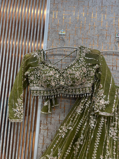 Mehendi green Crop Top Lehenga