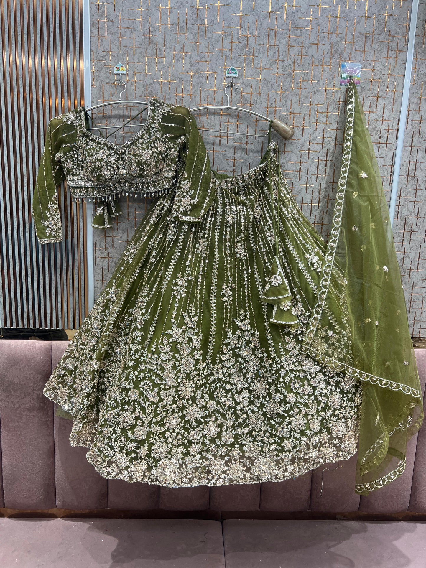 Mehendi green Crop Top Lehenga