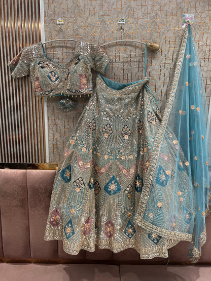 Lovely beige lavender pink Crop Top Lehenga