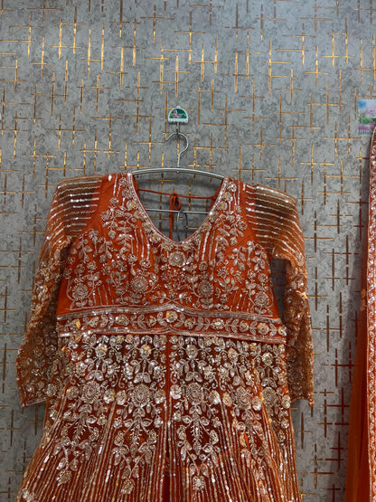 Orange long peplum Dress Farshi Gaharara Dress Special