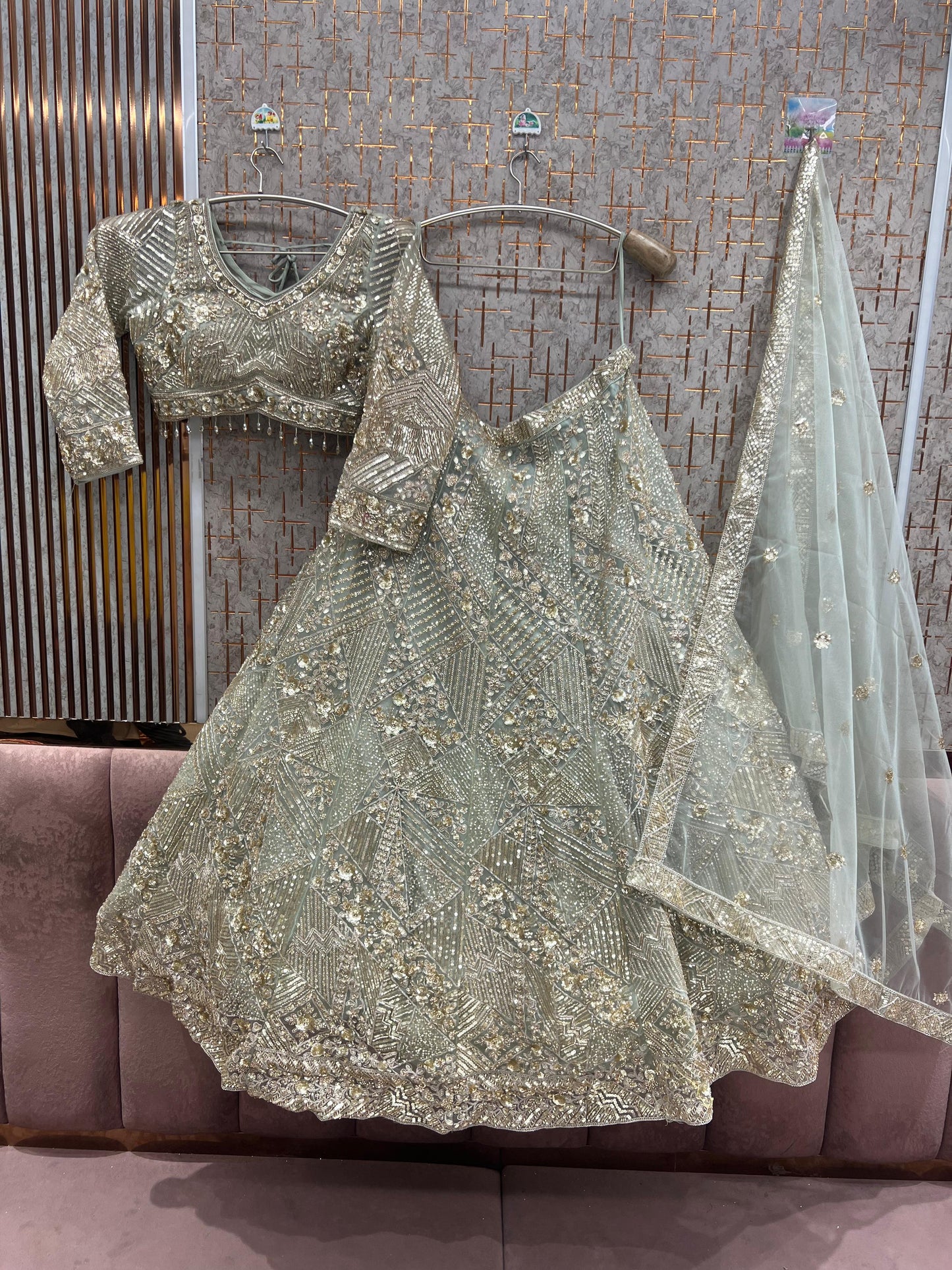 Blue Crop Top Lehenga