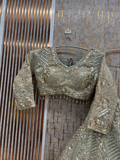 Blue Crop Top Lehenga