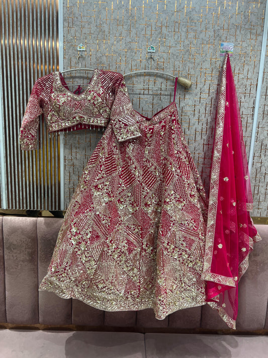 Hot Pink Crop Top Lehenga