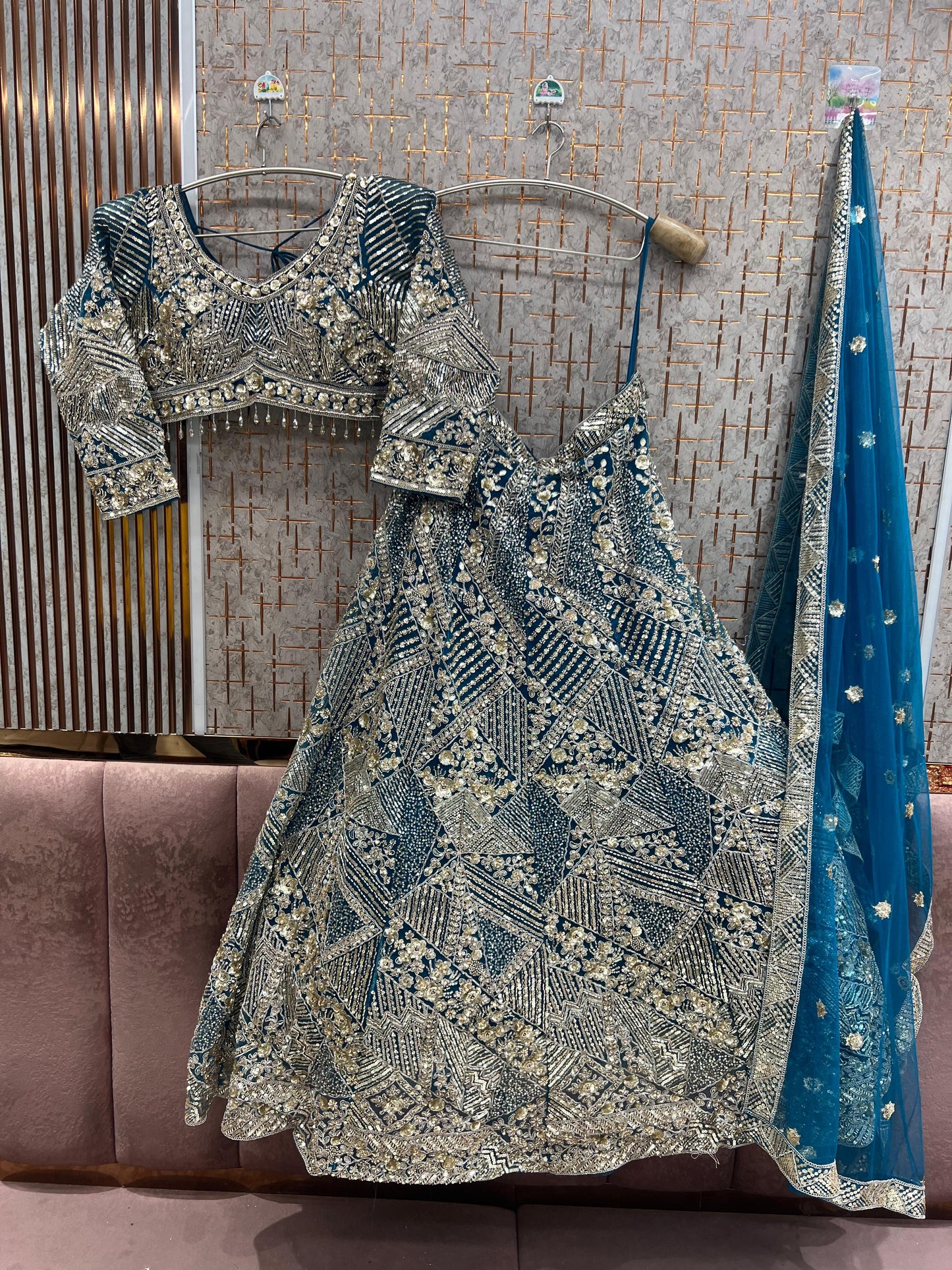 Blue Crop Top Lehenga