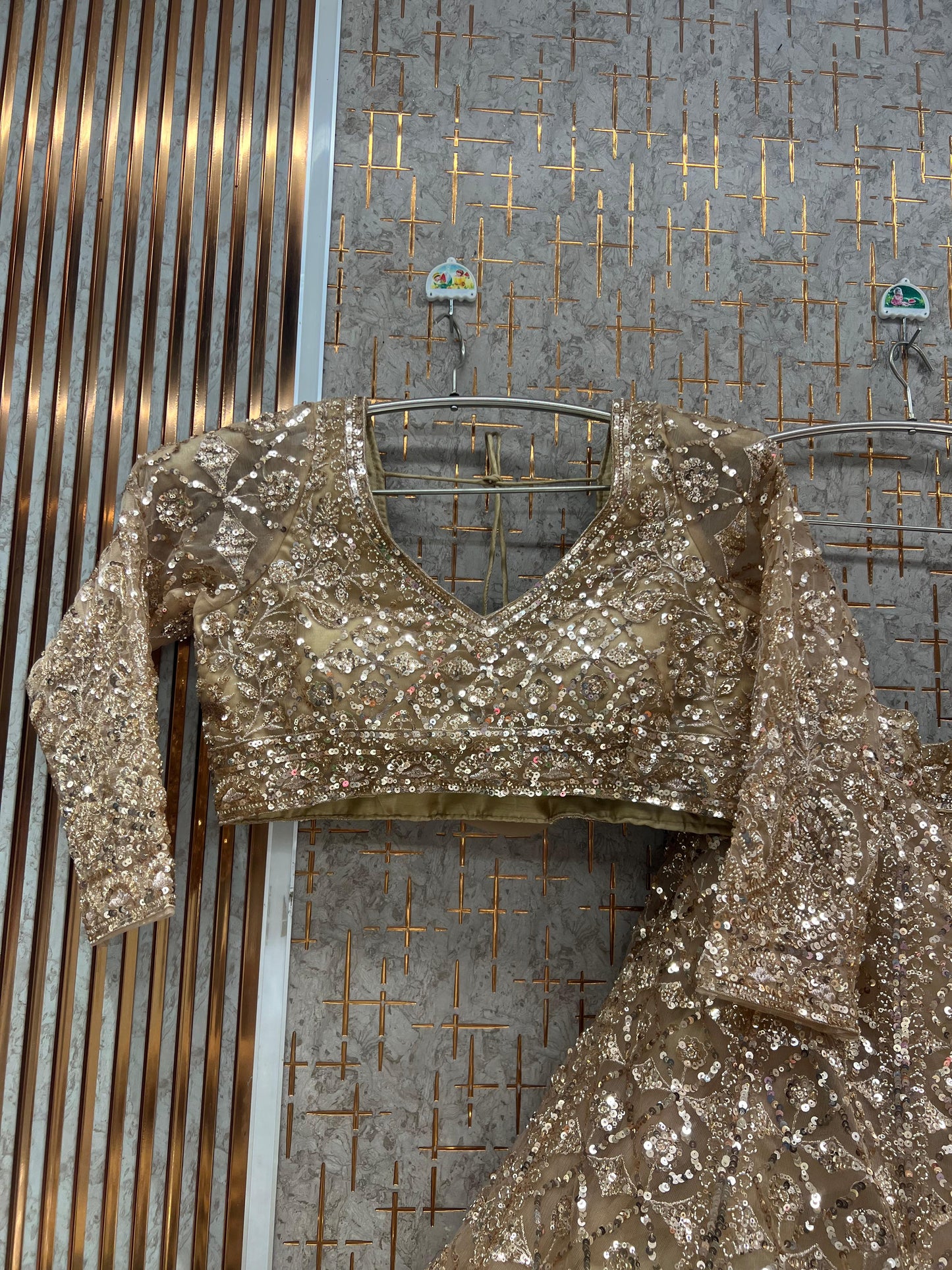 Rani Hot Pink beads work Crop Top Lehenga