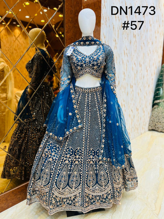 Sky Blue Crop Top Lehenga