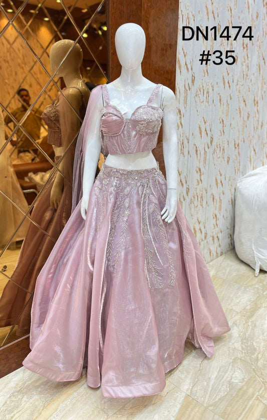 Pink Crop Top Lehenga