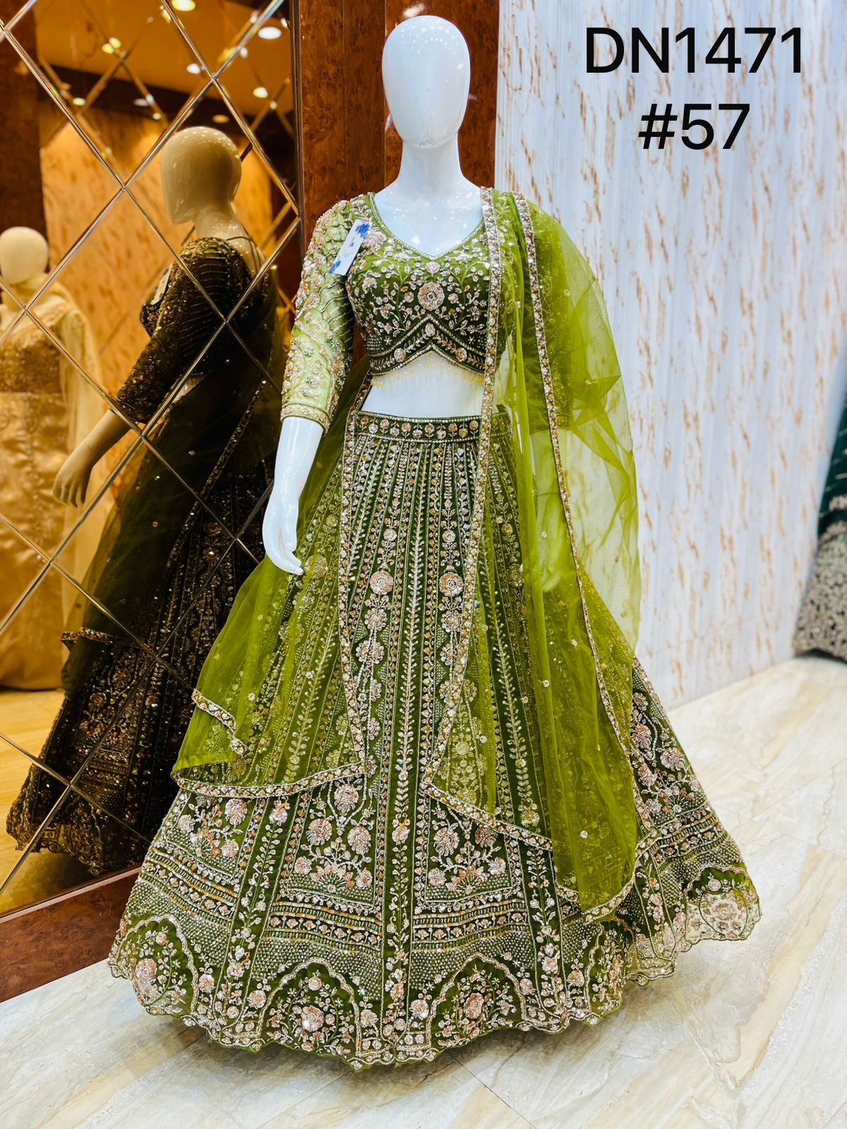 Green Crop Top Gown