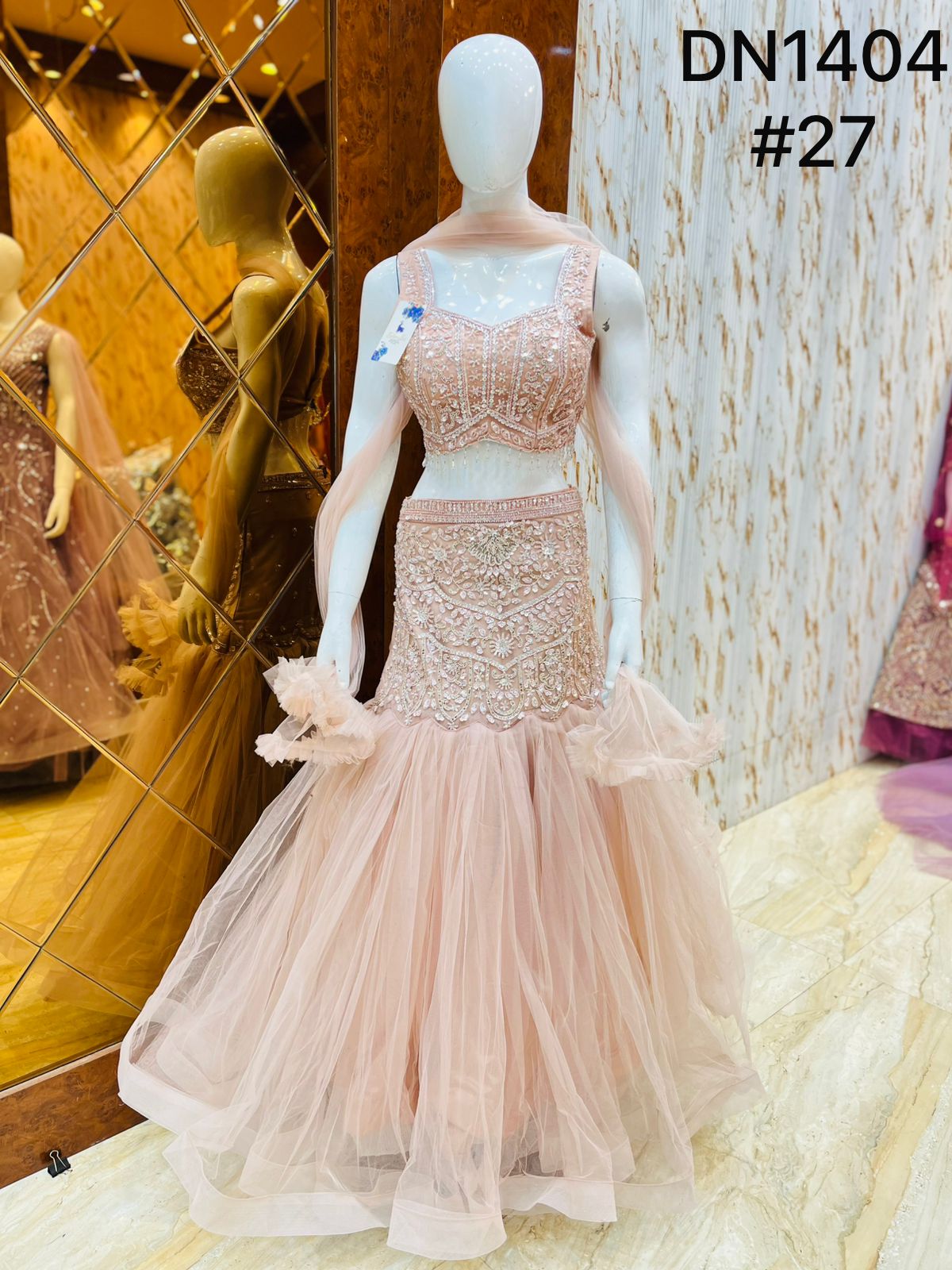 Baby Pink Crop Top Lehenga - Shopping World