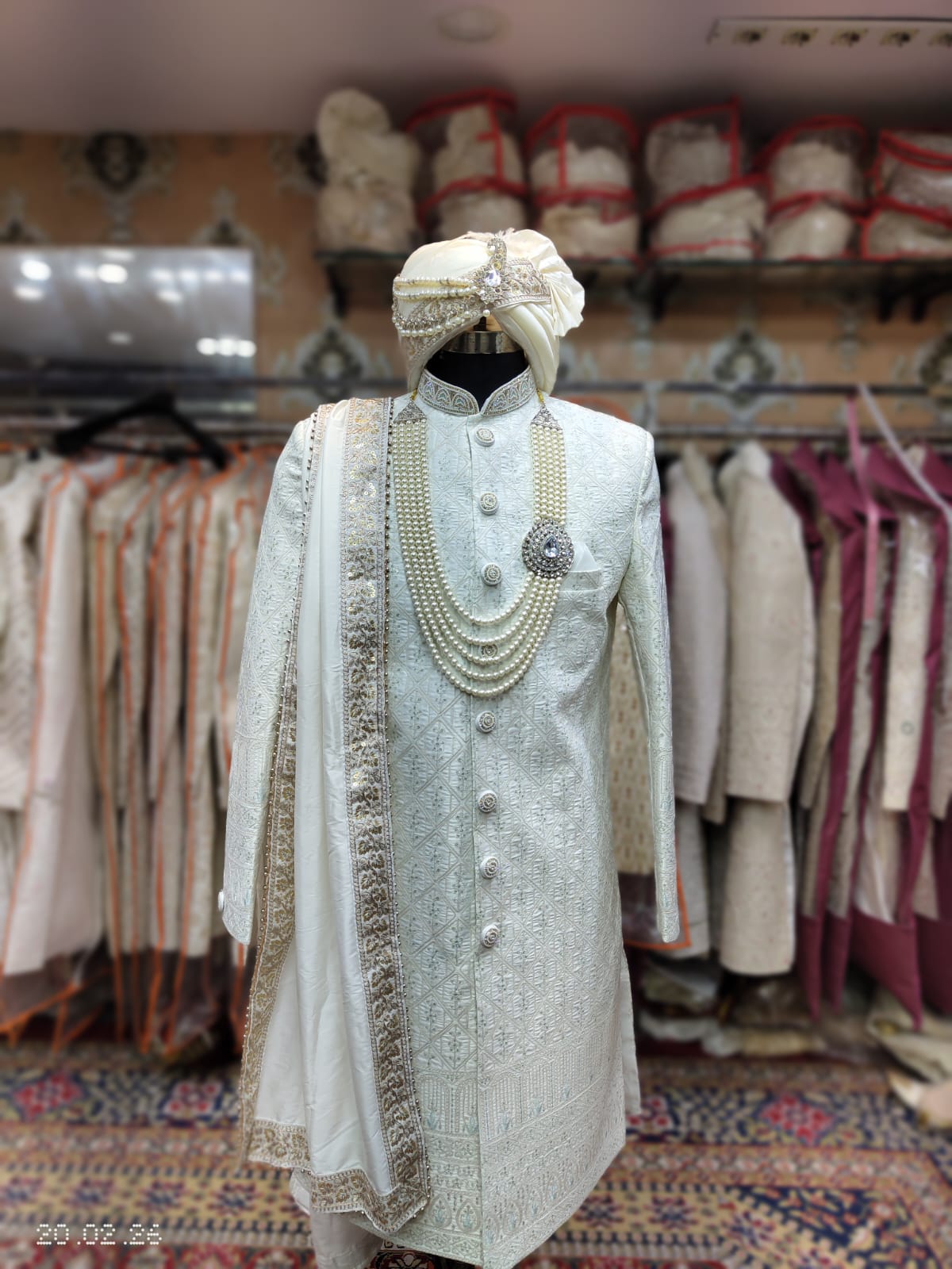 Maharaja beige cream White Sherwani