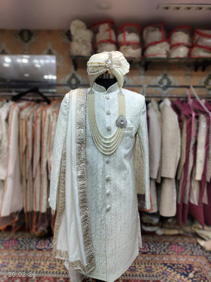 Maharaja beige cream White Sherwani