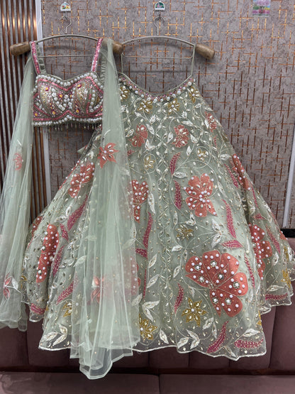 Sky blue pdp Crop Top Lehenga