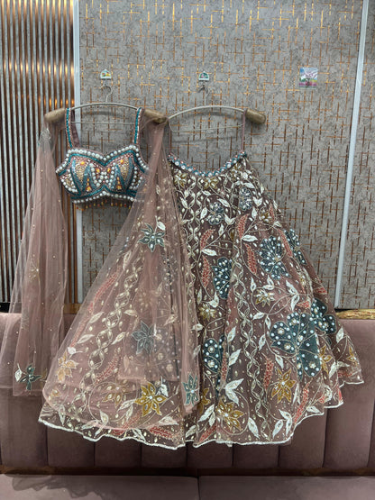 Sky blue pdp Crop Top Lehenga