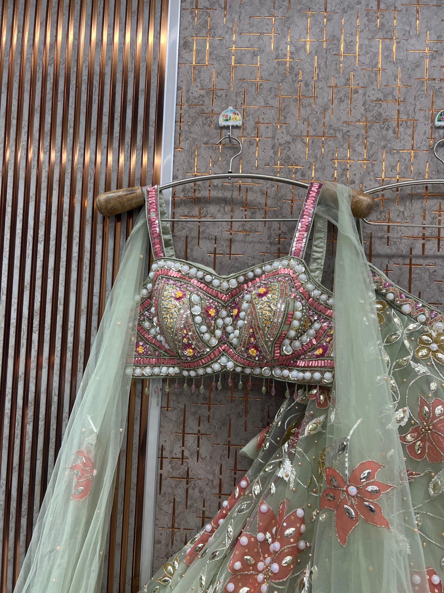 Sky blue pdp Crop Top Lehenga