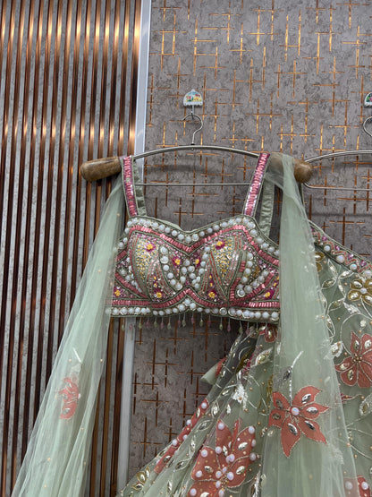 Sky blue pdp Crop Top Lehenga