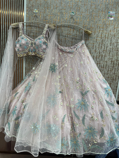 Sky blue pdp Crop Top Lehenga