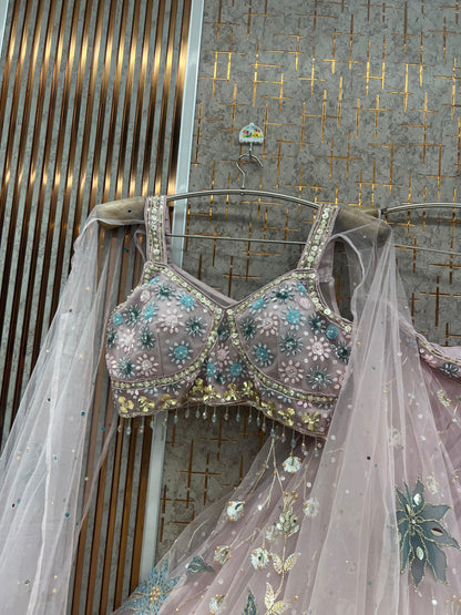 Sky blue pdp Crop Top Lehenga