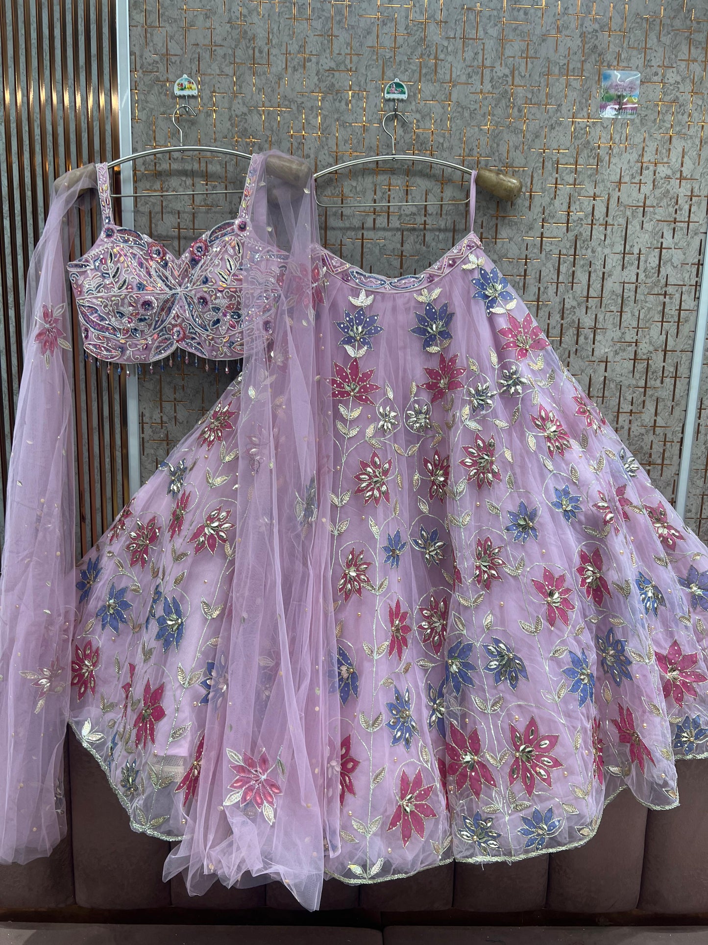 Sky blue pdp Crop Top Lehenga