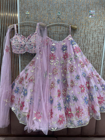 Sky blue pdp Crop Top Lehenga