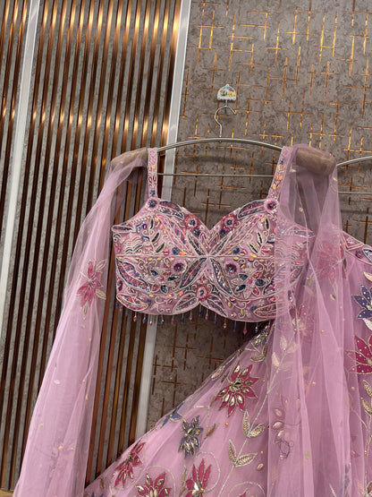 Sky blue pdp Crop Top Lehenga