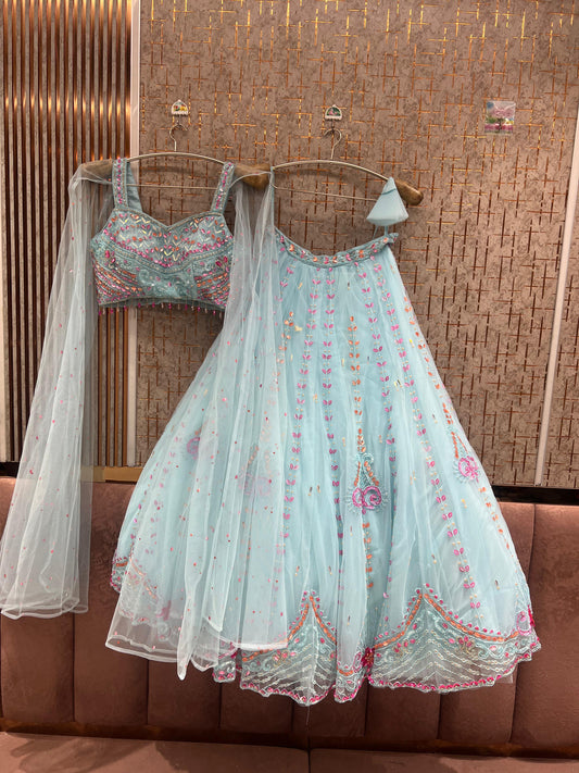 Sky Blue pdp Crop Top Lehenga