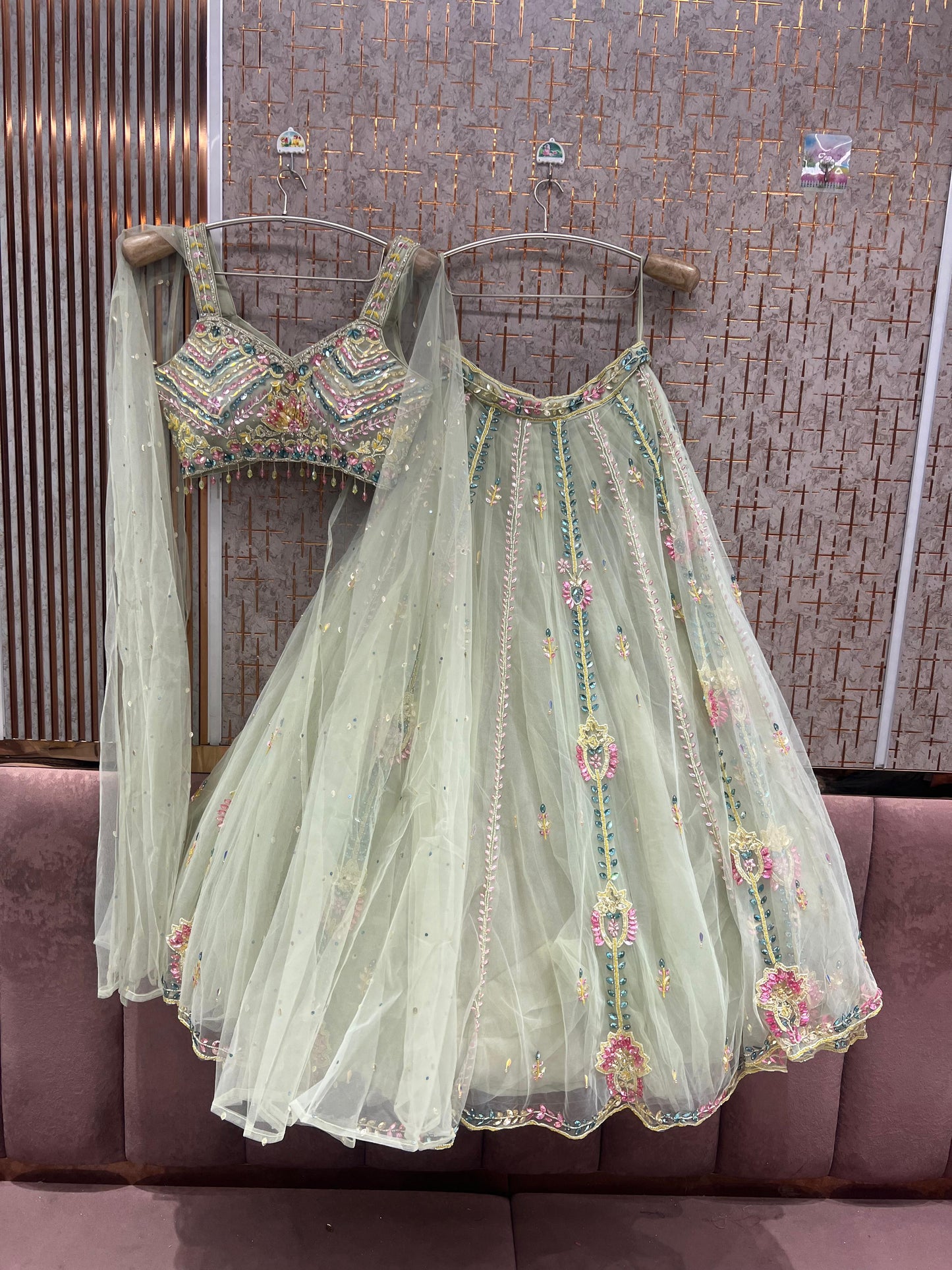 Pink pdp Crop Top Lehenga