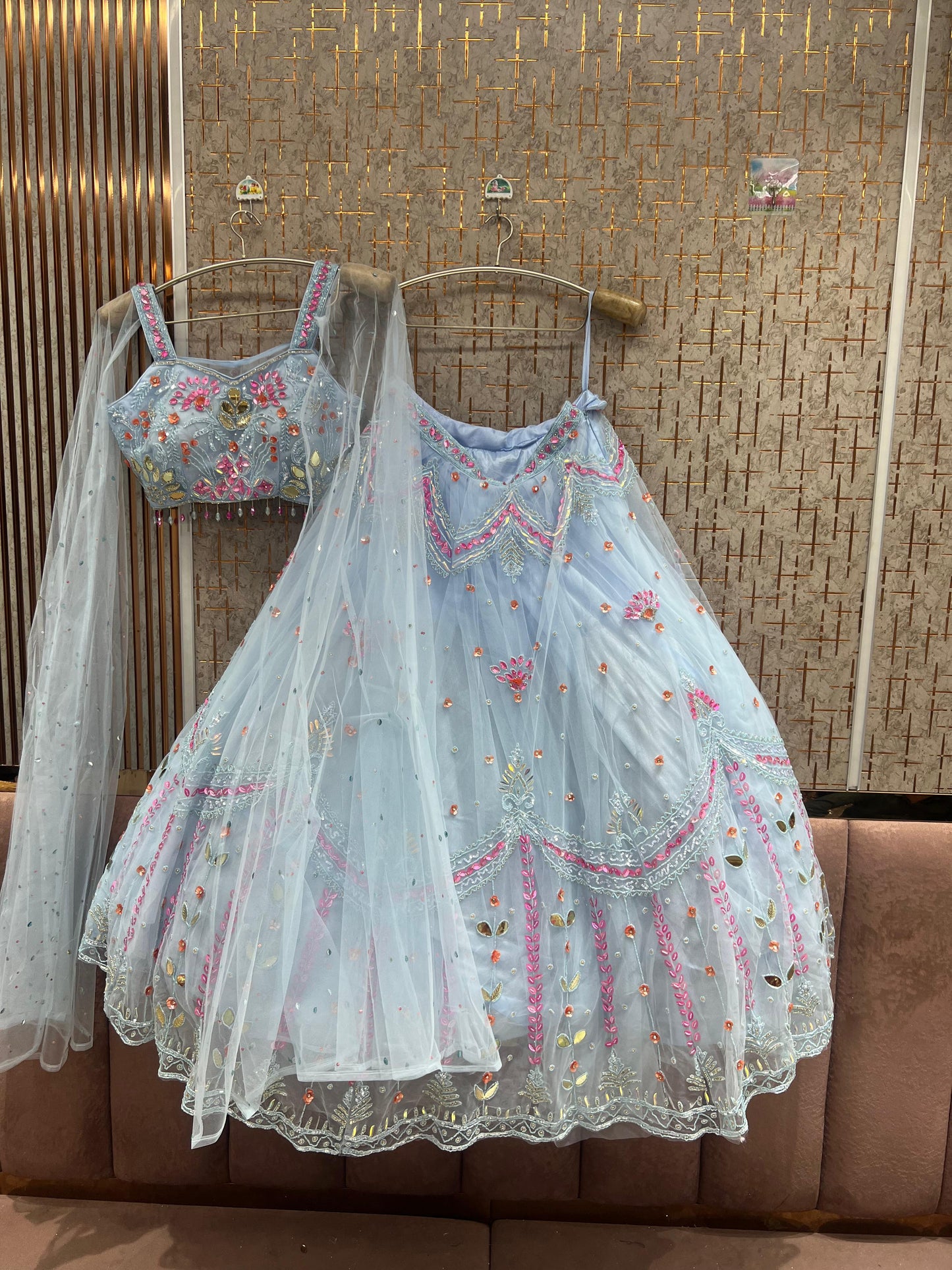 Pink pdp Crop Top Lehenga