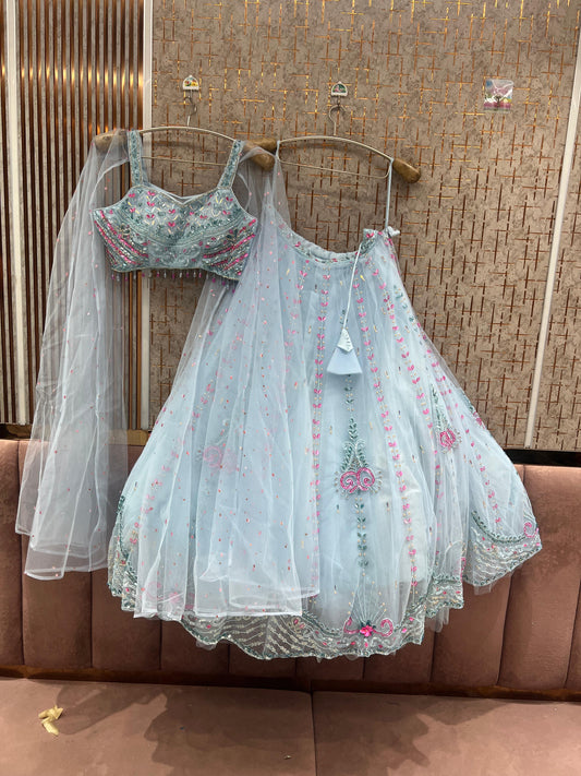 Blue pdp Crop Top Lehenga