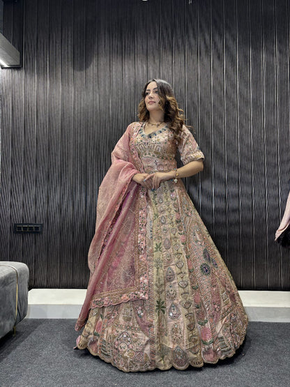 Beige pink Crop Top lehenga happy customer