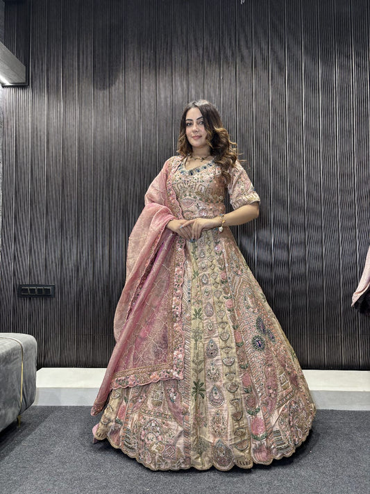 Beige pink Crop Top lehenga happy customer