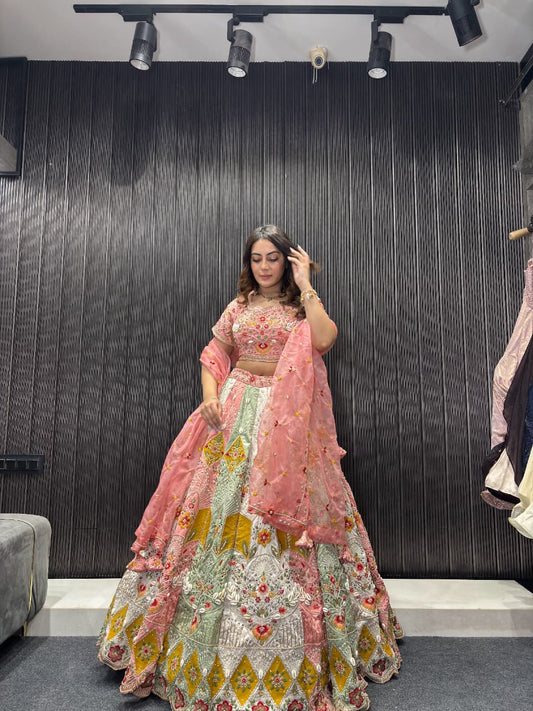 Ghazal pink green Crop Top lehenga happy customer