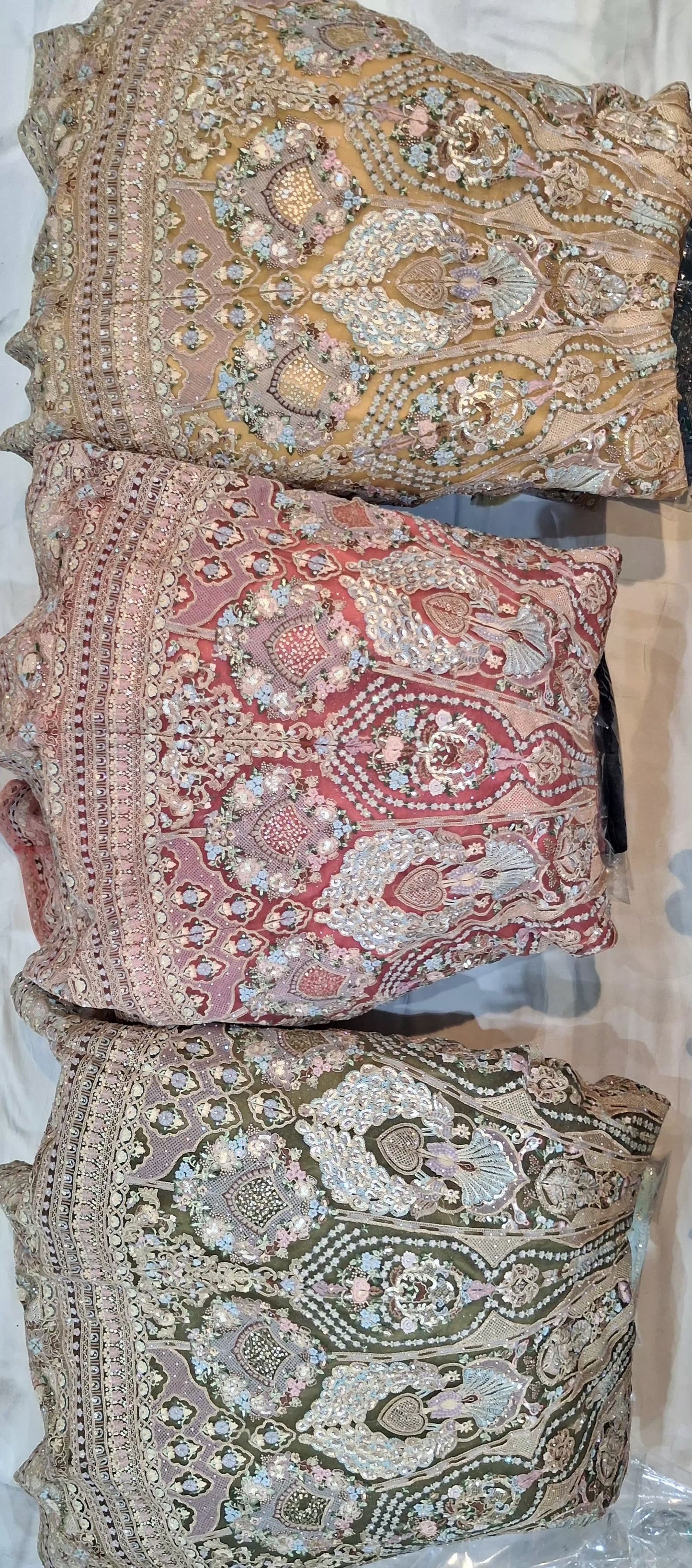 Pink green golden huge flare Peacock Crop Top lehenga