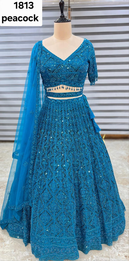 Pink monotone Crop top Lehenga