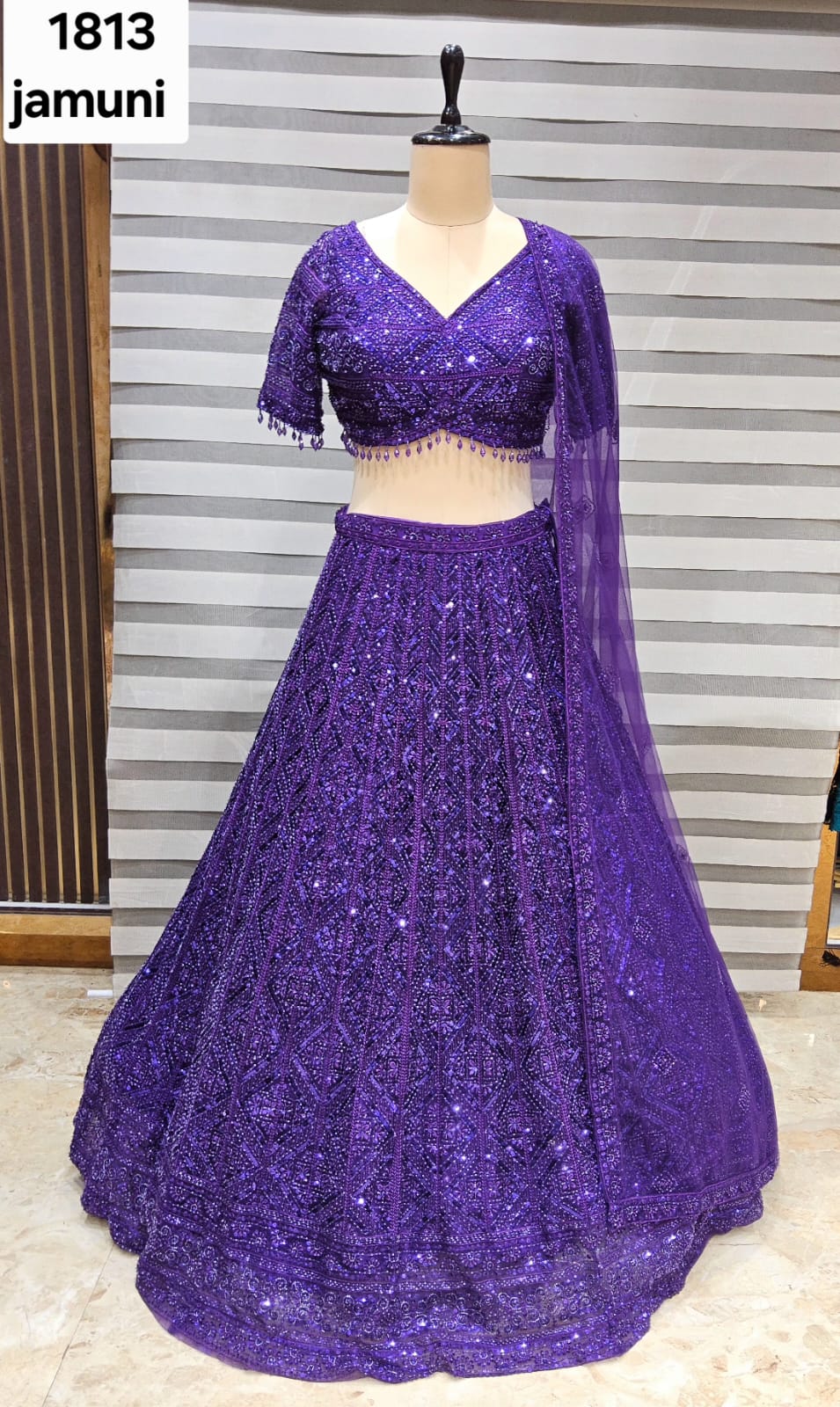 Pink monotone Crop top Lehenga