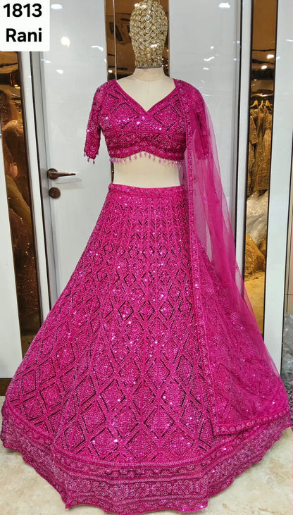 Pink monotone Crop top Lehenga