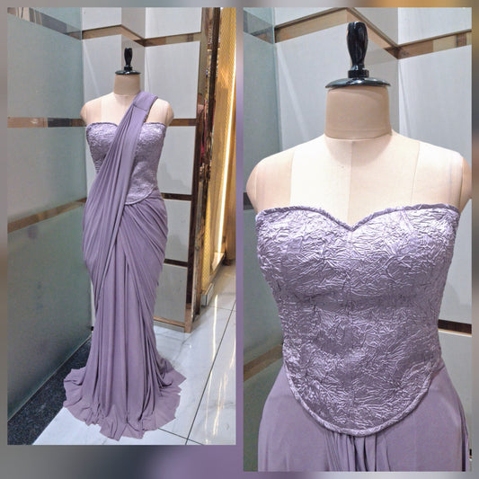 Purple drape saree dress