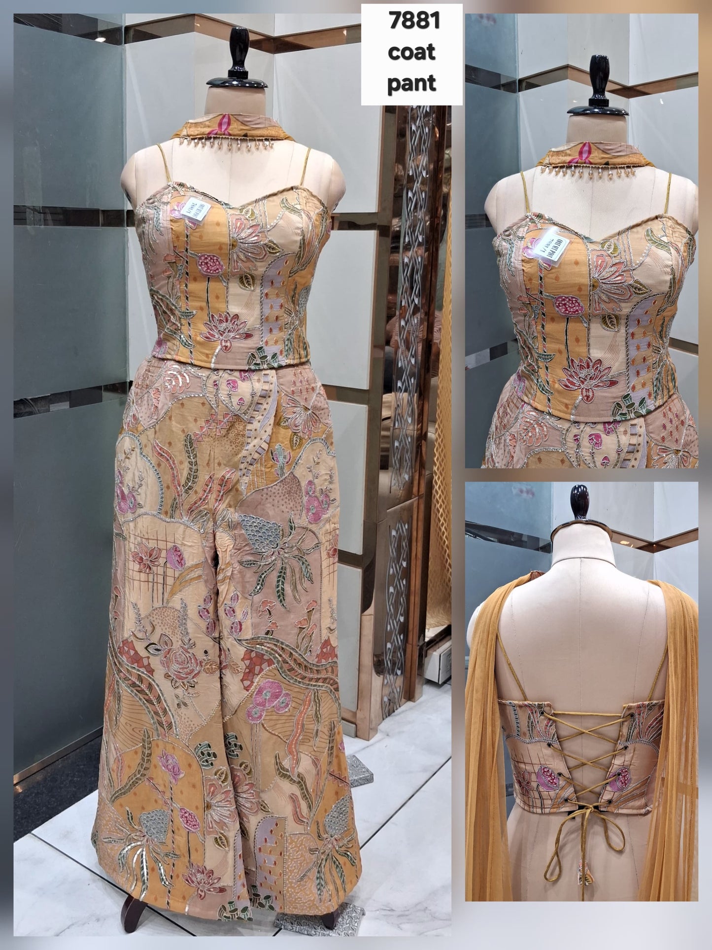 Mustard Silver light green drape saree dress