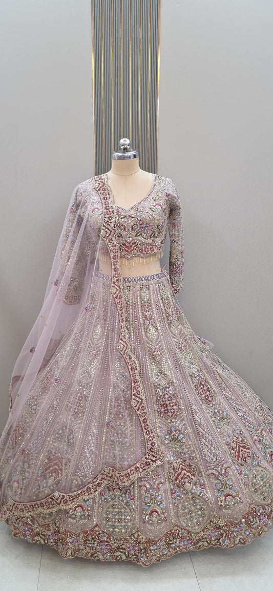 Pink Crop top Lehenga