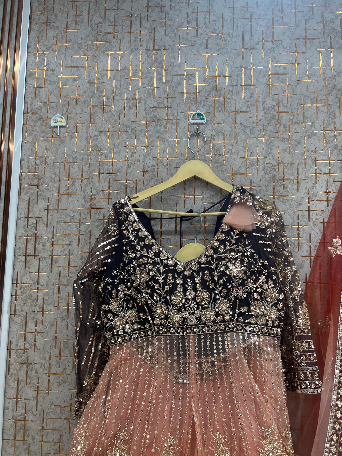 Double shade green long peplum Dress Farshi Gaharara Dress Special