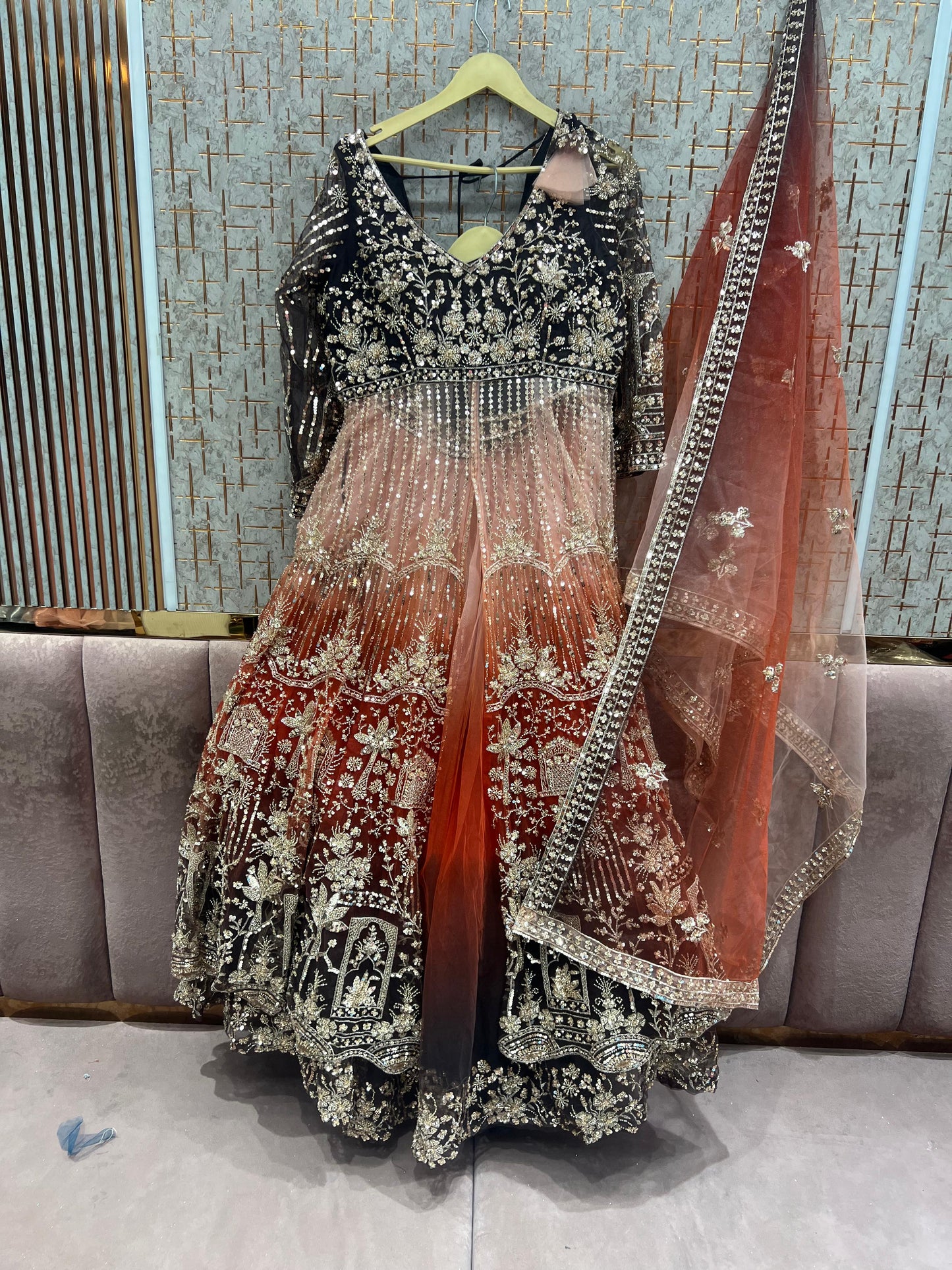 Double shade green long peplum Dress Farshi Gaharara Dress Special