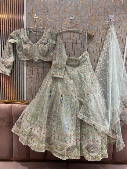 Blue peacock Crop top Lehenga