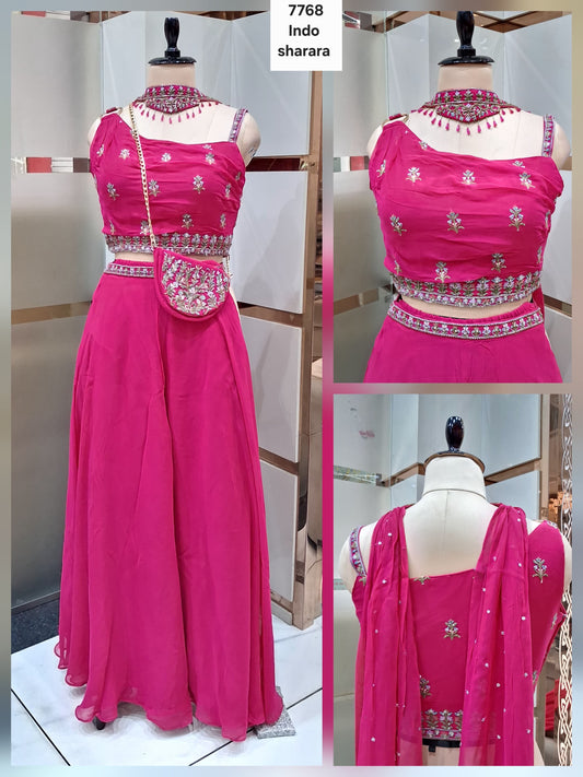 Hot pink Purple blue mustard yellow drape saree dress