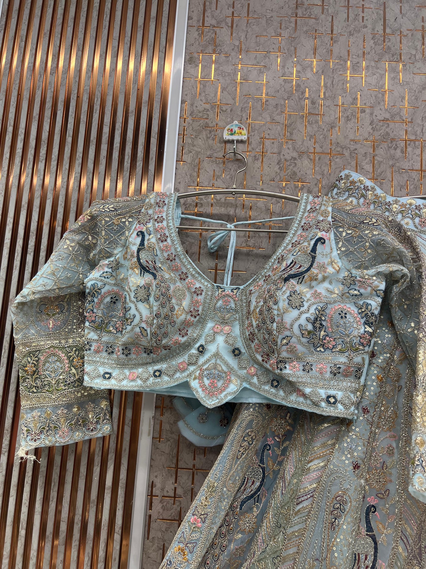 Blue peacock Crop top Lehenga