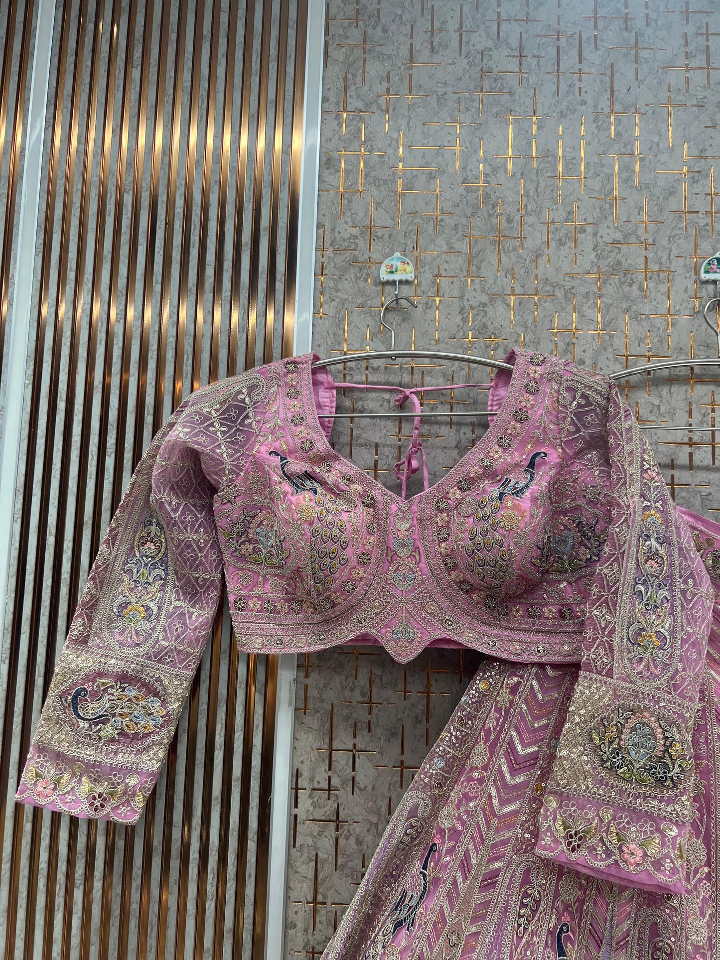 Blue peacock Crop top Lehenga