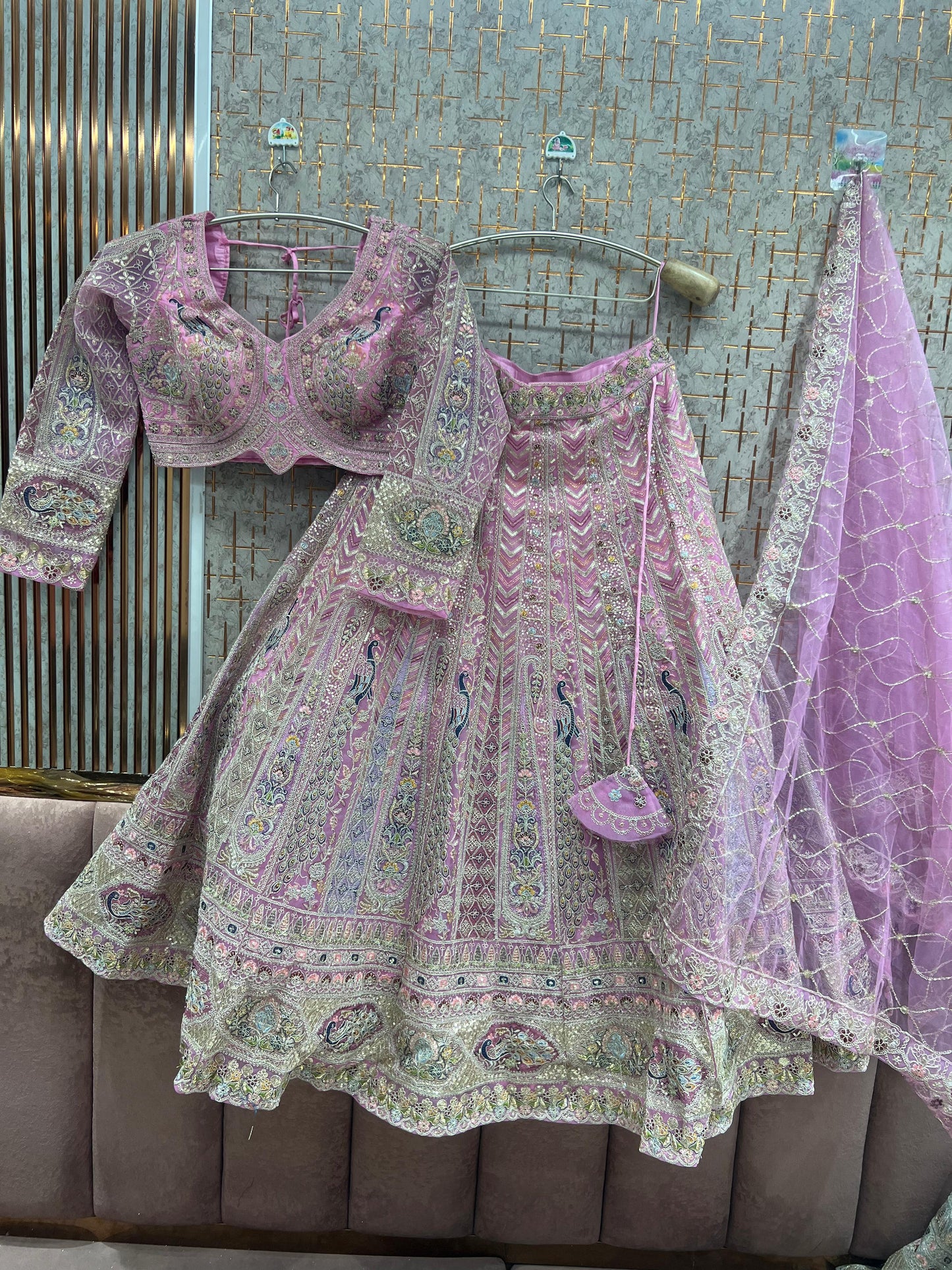 Blue peacock Crop top Lehenga