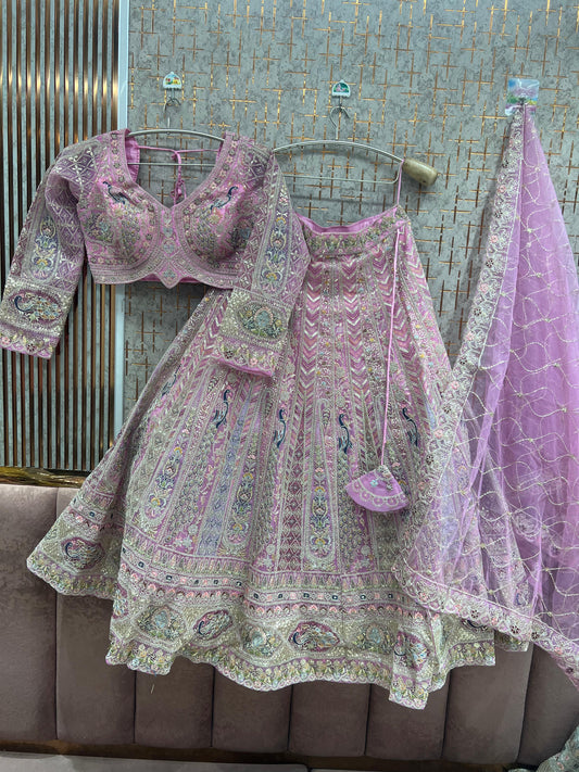 Sky Blue peacock Crop top Lehenga - Shopping World