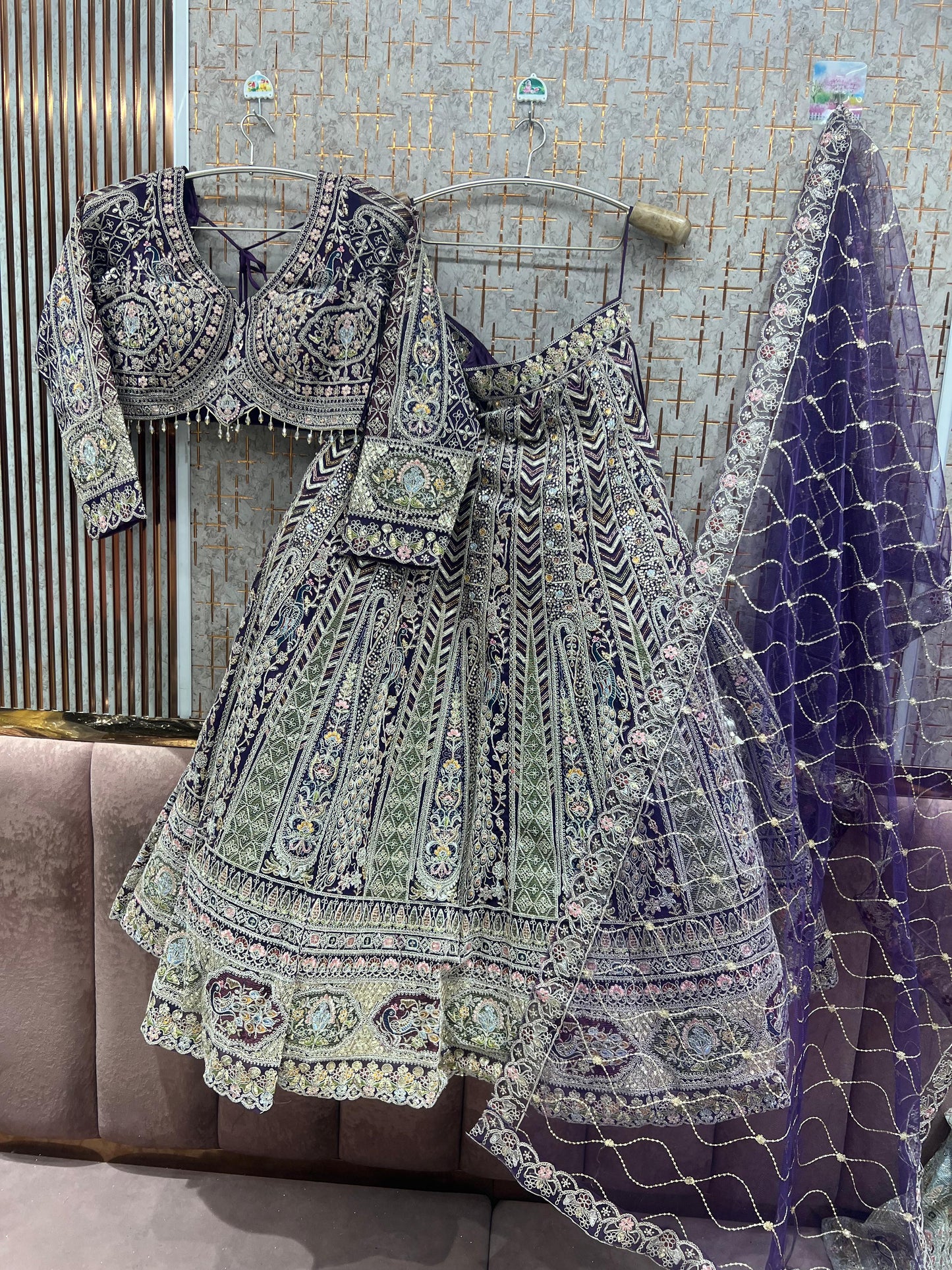 Blue peacock Crop top Lehenga